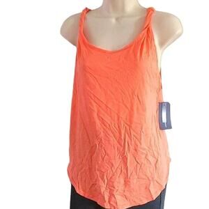 Melrose and Market Black Twist Strap Low Back Tank - Size Small color Tangerine